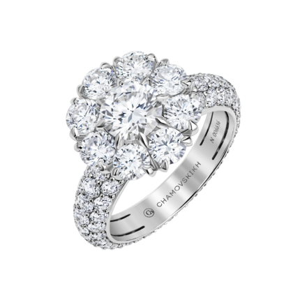 Кольцо с бриллиантами, белое золото