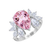 Кольцо с морганитом и бриллиантами, белое золото