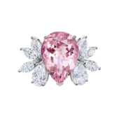 Кольцо с морганитом и бриллиантами, белое золото