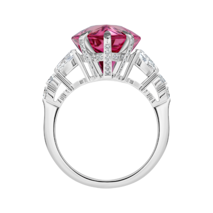 Кольцо с турмалином рубеллитом и бриллиантами, белое золото 3