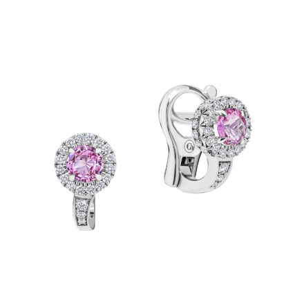 Серьги с розовыми сапфирами и бриллиантами, белое золото