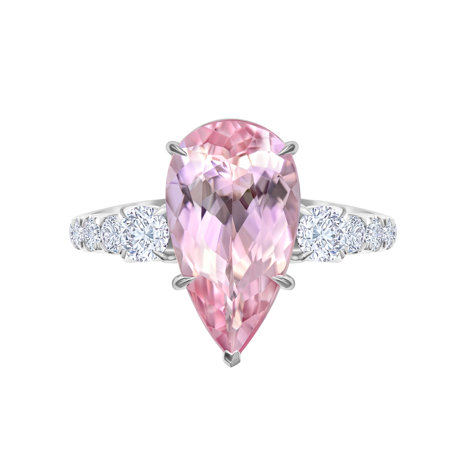 Кольцо с морганитом и бриллиантами, белое золото