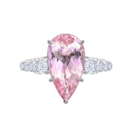 Кольцо с морганитом и бриллиантами, белое золото 2