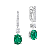 Серьги с изумрудами и бриллиантами, белое золото