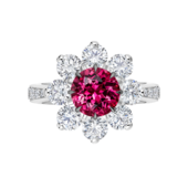 Кольцо с турмалином рубеллитом и бриллиантами, белое золото