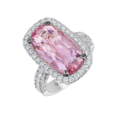 Кольцо с морганитом и бриллиантами, белое золото