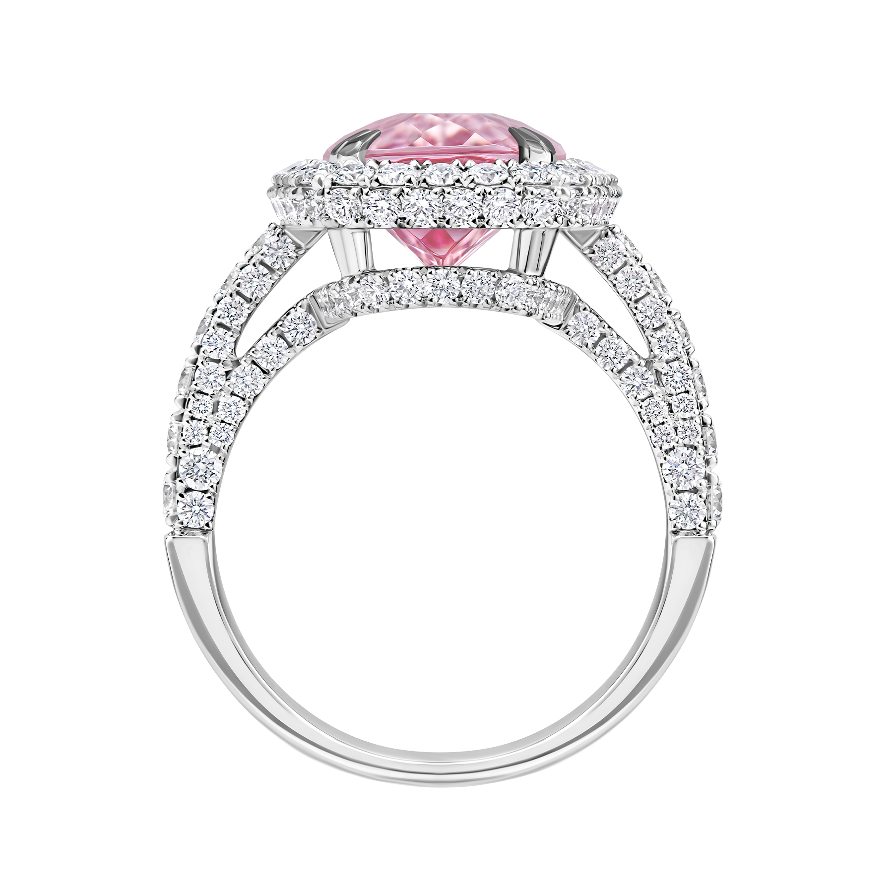 Кольцо с морганитом и бриллиантами, белое золото