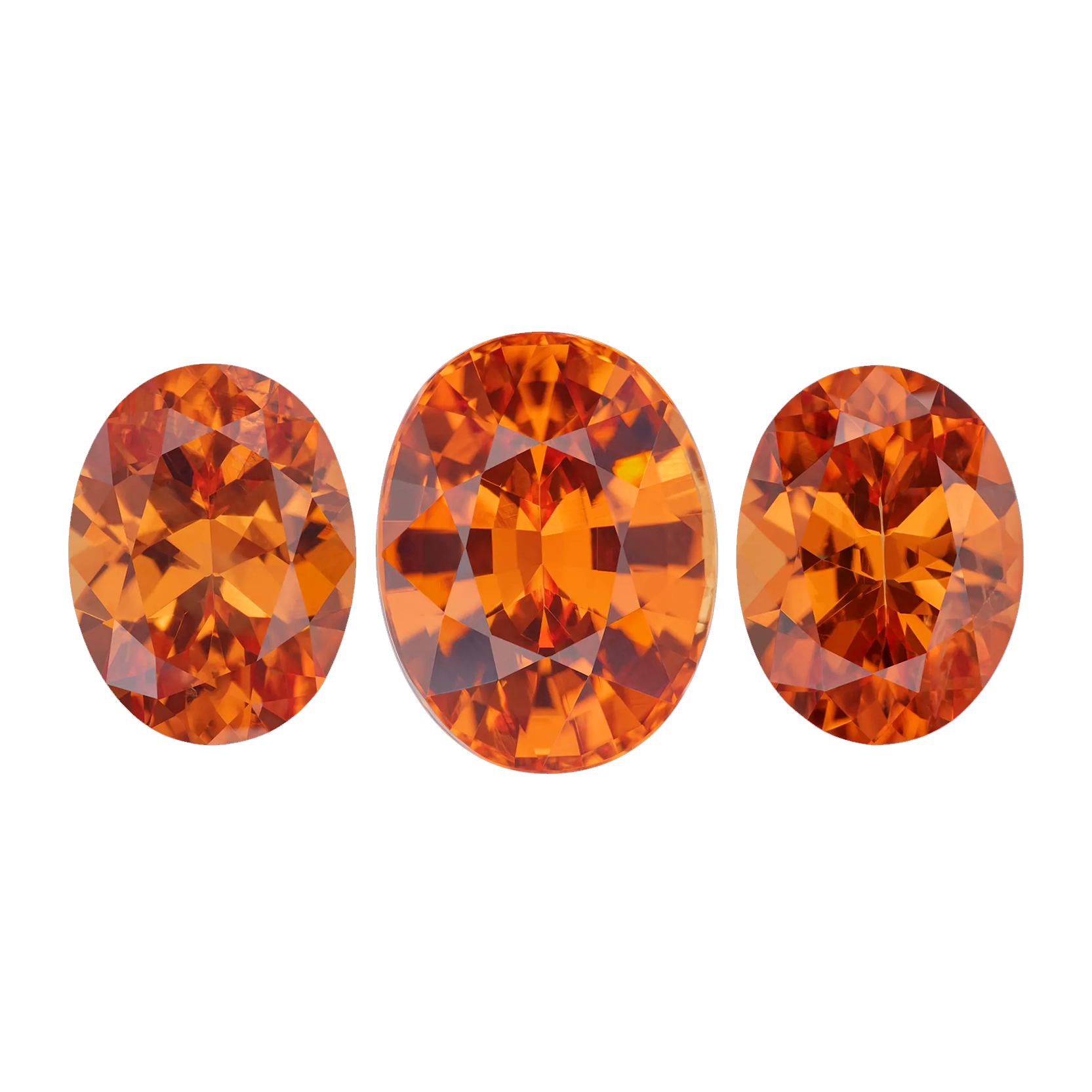 Сет из трёх спессартинов, 2-4,15ct и 1-3,88ct