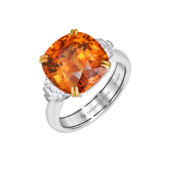 Кольцо со спессартином и бриллиантами, белое золото