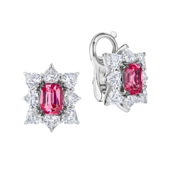 Серьги со шпинелью и бриллиантами, белое золото