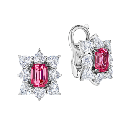 Серьги со шпинелью и бриллиантами, белое золото