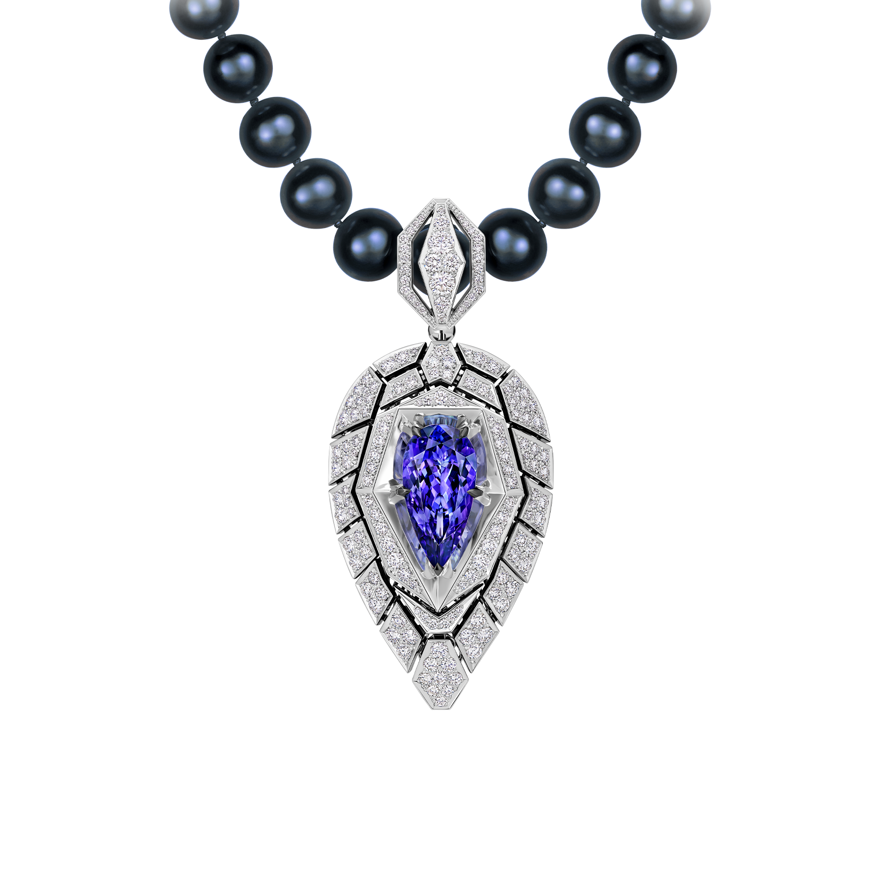 Подвес с танзанитом и бриллиантами, белое золото