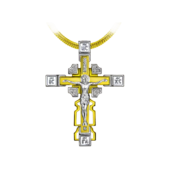 Подвес крест с бриллиантами, желтое золото, н.керамика