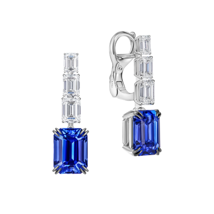 Серьги с сапфирами и бриллиантами, белое золото