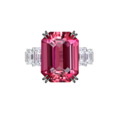 Кольцо с турмалином рубеллитом и бриллиантами, белое золото