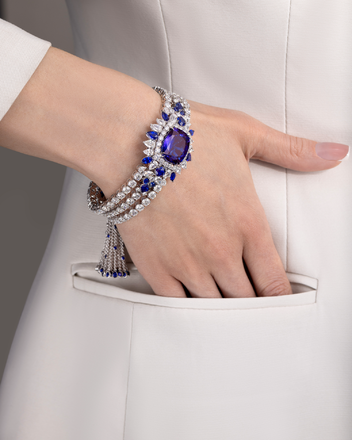 Браслет с танзанитами, бриллиантами и сапфирами, белое золото 3