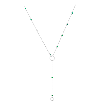 Колье с изумрудами, белое золото