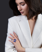 Кольцо с сапфирами и бриллиантами, белое золото