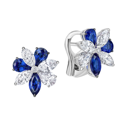 Серьги с сапфирами и бриллиантами, белое золото