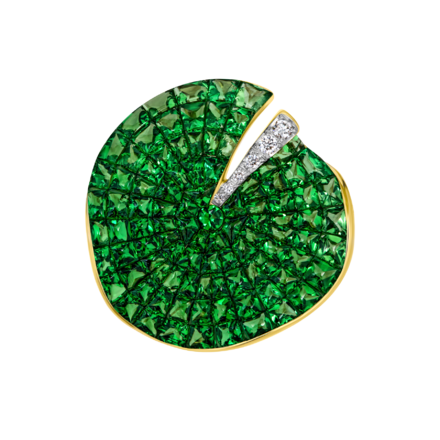 Кольцо с тсаворитами и бриллиантами, желтое золото 2