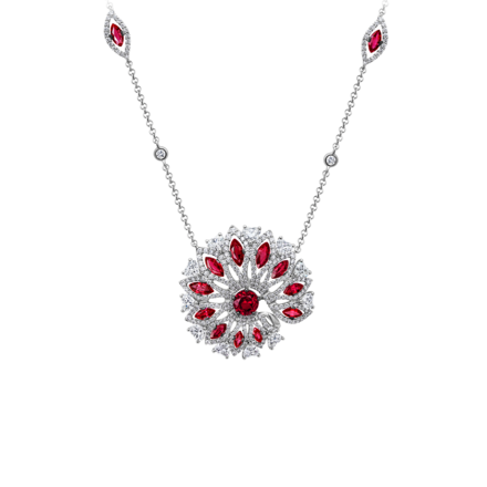 Колье с рубинами и бриллиантами белое золото