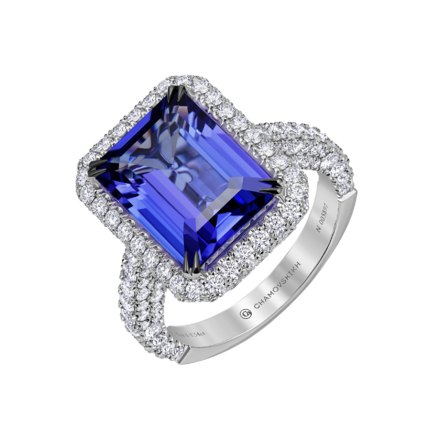 Кольцо с танзанитом и бриллиантами, белое золото