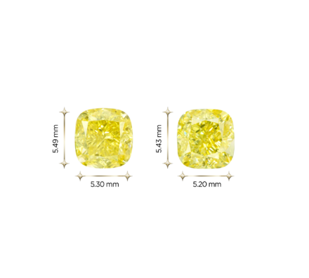 Сет из двух жёлтых бриллиантов, Кушон, 1.01/1.00ct 3