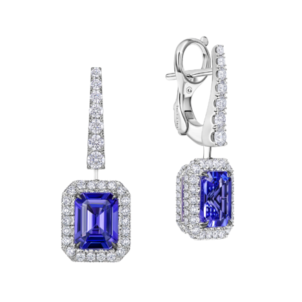 Серьги с танзанитами и бриллиантами, белое золото