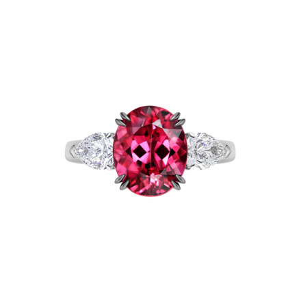 Кольцо с турмалином рубеллитом и бриллиантами, белое золото 2