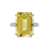 Кольцо с гелиодором и бриллиантами, белое золото