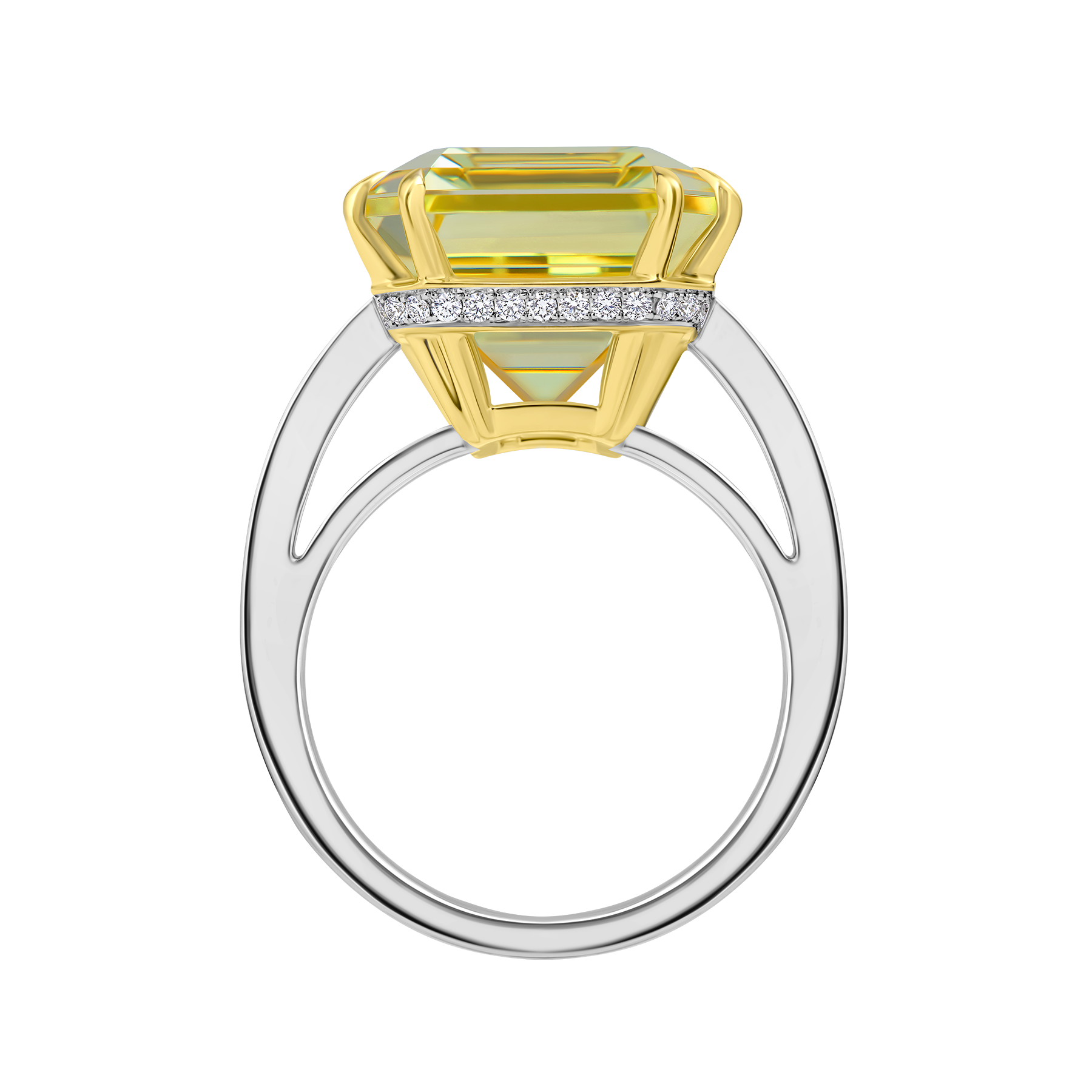 Кольцо с гелиодором и бриллиантами, белое золото