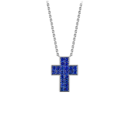 Колье с сапфирами, белое золото