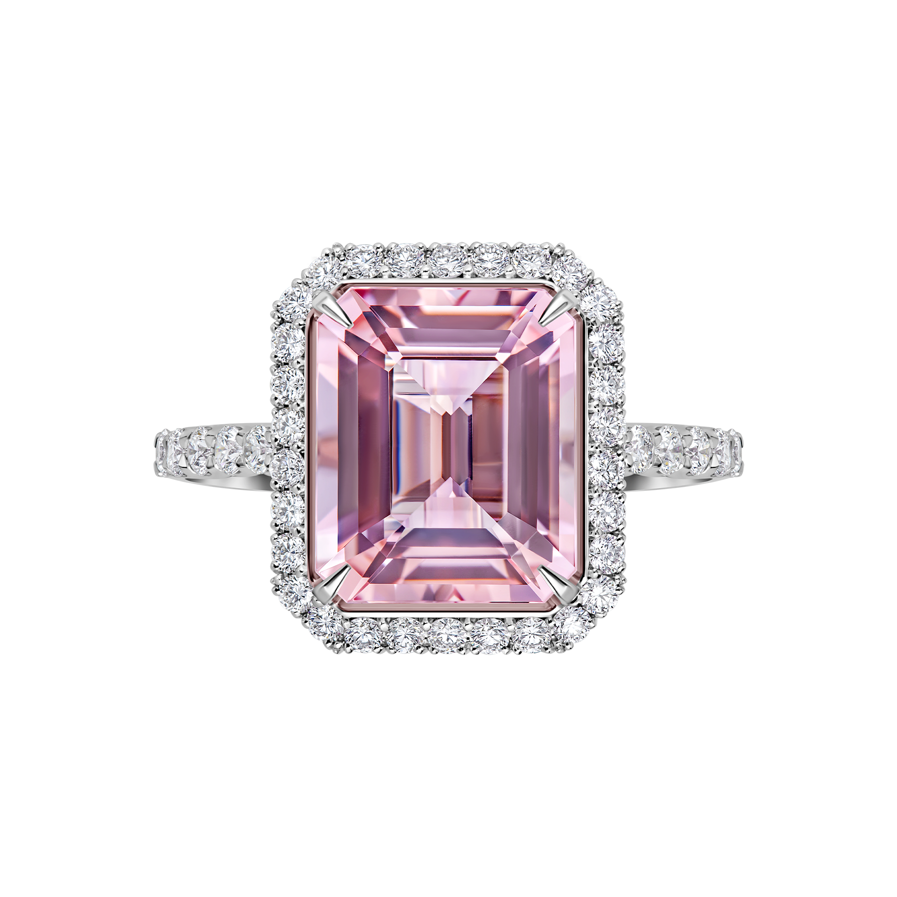 Кольцо с морганитом и бриллиантами, белое золото