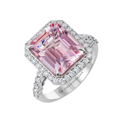 Кольцо с морганитом и бриллиантами, белое золото