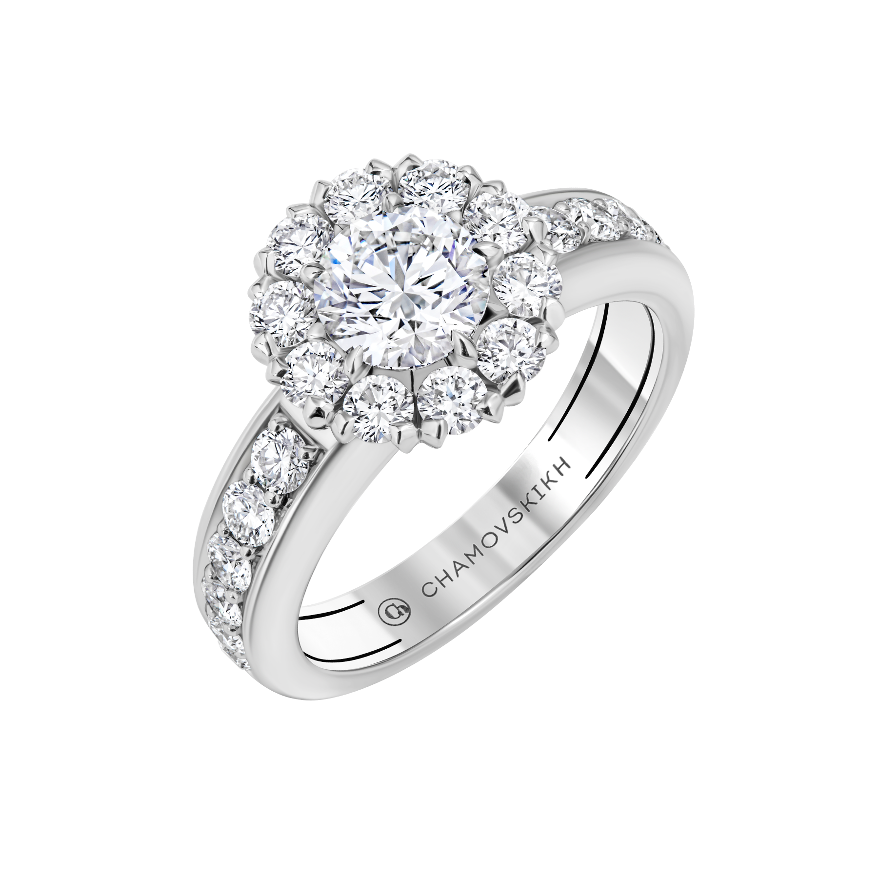 Кольцо с бриллиантами, белое золото