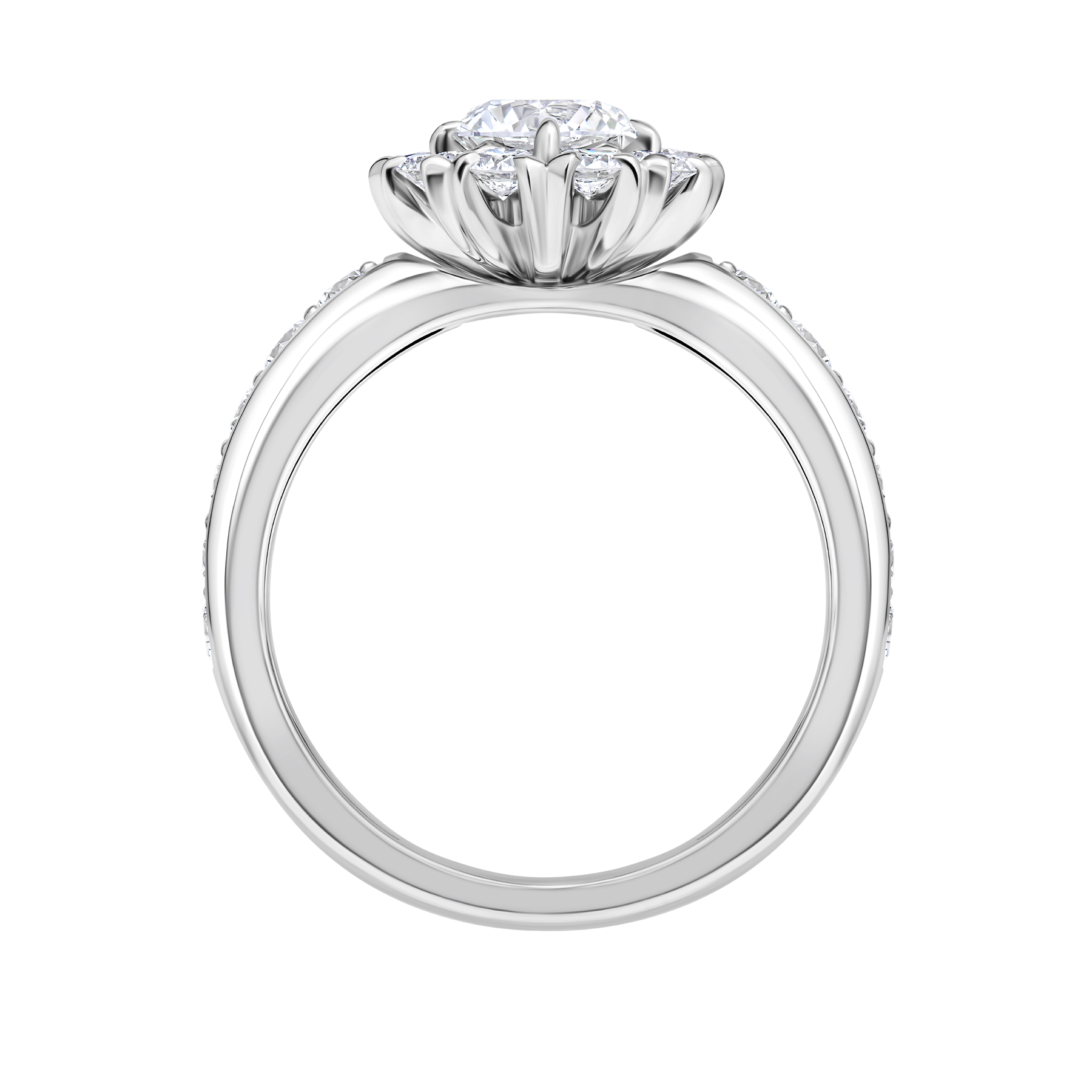 Кольцо с бриллиантами, белое золото