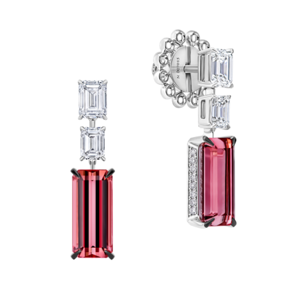 Серьги с турмалинами и бриллиантами, белое золото