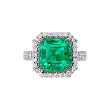 Кольцо с изумрудом и бриллиантами, белое золото 2