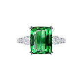 Кольцо с турмалином верделитом и бриллиантами, белое золото