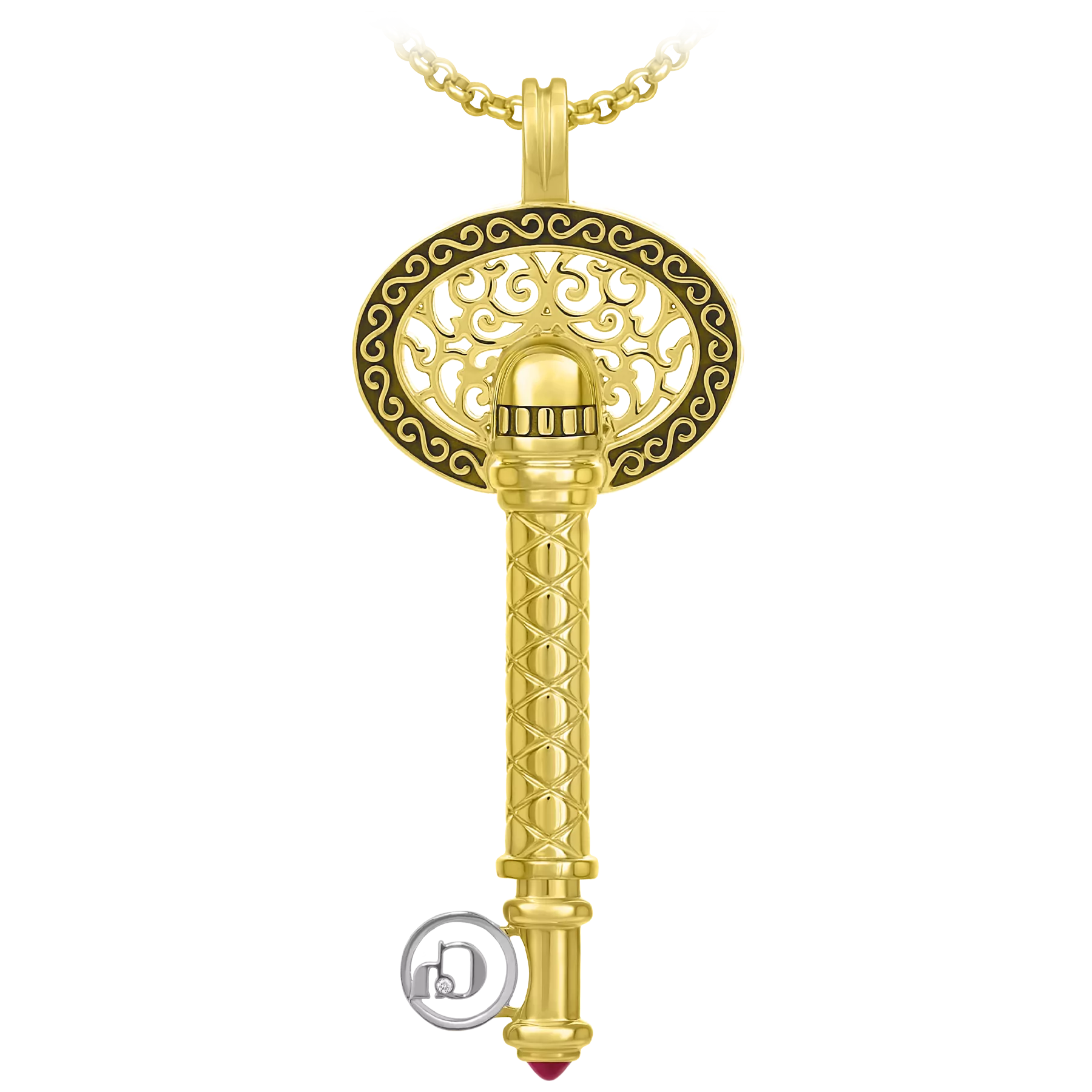 Подвес с рубином и бриллиантами, жёлтое и белое золото