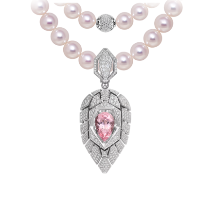 Подвес с морганитом и бриллиантами, белое золото