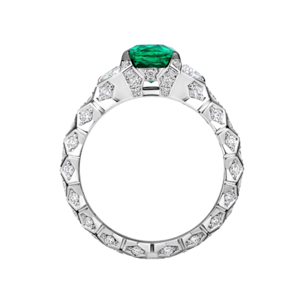 Кольцо с изумрудом и бриллиантами, белое золото, н.керамика 3