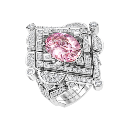 Кольцо с морганитом и бриллиантами, белое золото