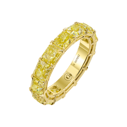 Обручальное кольцо с желтыми бриллиантами, желтое золото
