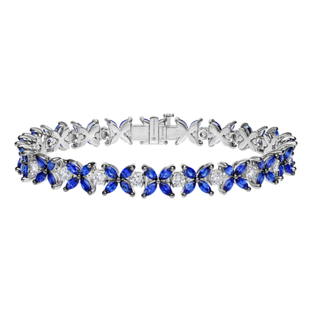 Браслет с сапфирами и бриллиантами, белое золото