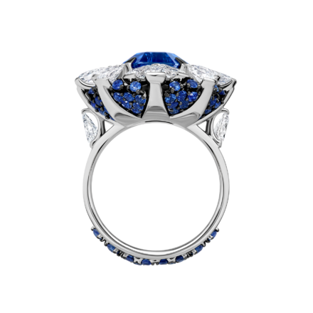 Кольцо с сапфирами и бриллиантами, белое золото 3