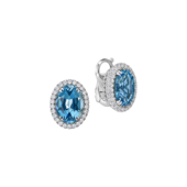Серьги с аквамаринами и бриллиантами, белое золото