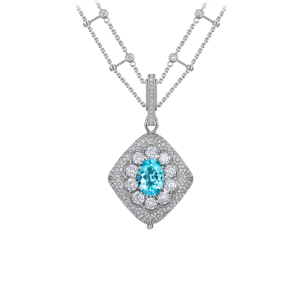 Подвес с турмалином параиба и бриллиантами, белое золото