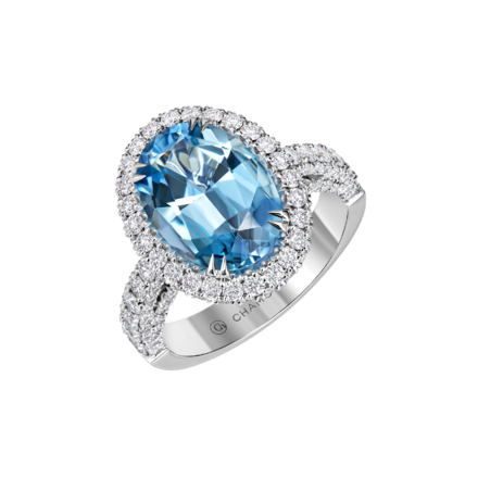 Кольцо с аквамаринами и бриллиантами, белое золото