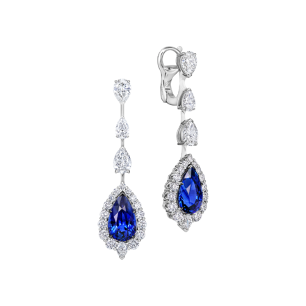 Серьги с сапфирами и бриллиантами, белое золото